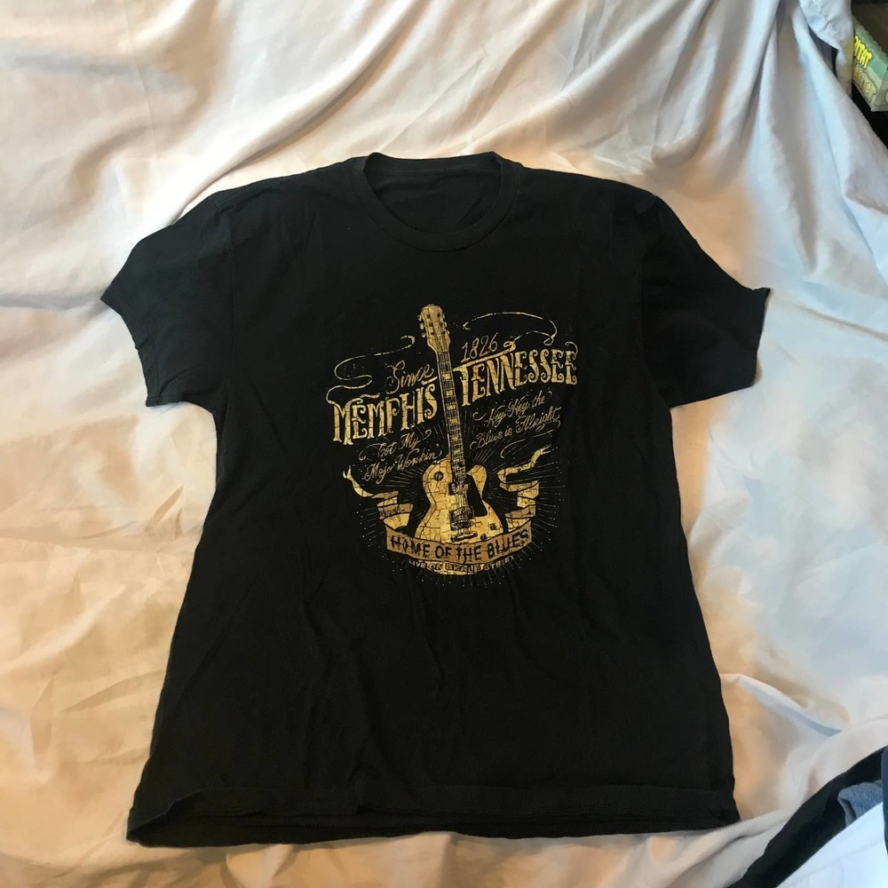 Black Graphic Tee with Gold Print
